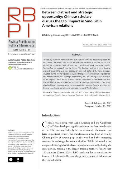 Between distrust and strategic opportunity: Chinese scholars discuss the U.S. impact in Sino-Latin American relations