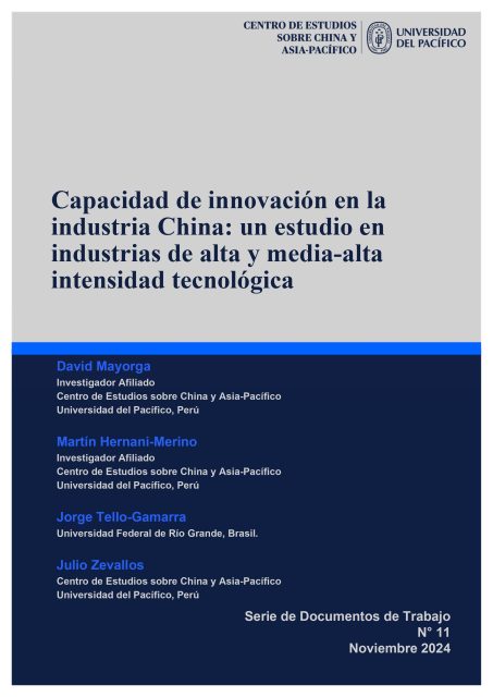 Capacidad de innovación en la industria China: un estudio en industrias de alta y media-alta intensidad tecnológica