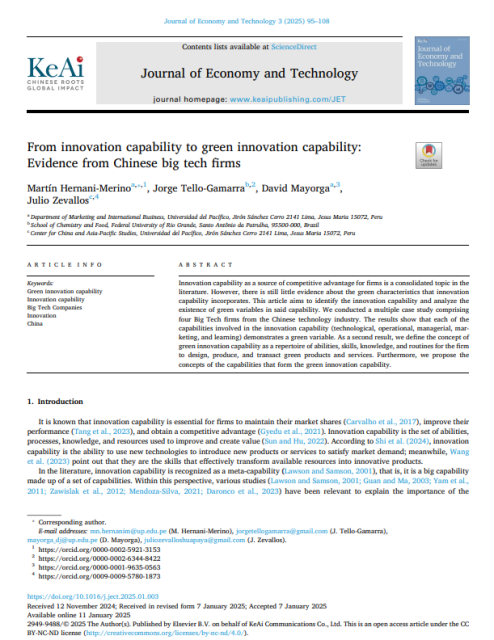 From innovation capability to green innovation capability: Evidence from Chinese big tech firms