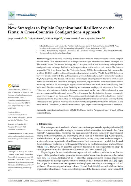 New Strategies to Explain Organizational Resilience on the Firms: A Cross-Countries Configurations Approach