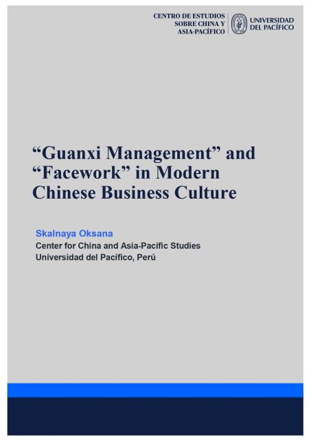 “Guanxi Management” and “Facework” in Modern Chinese Business Culture